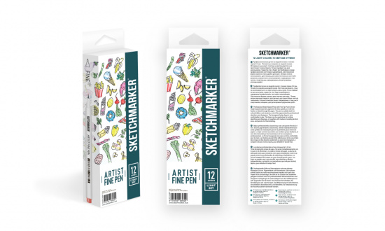 Набор капиллярных ручек Sketchmarker Artist fine pen Light colors 12цв Набор капиллярных ручек Sketchmarker Artist fine pen Light colors 12цв